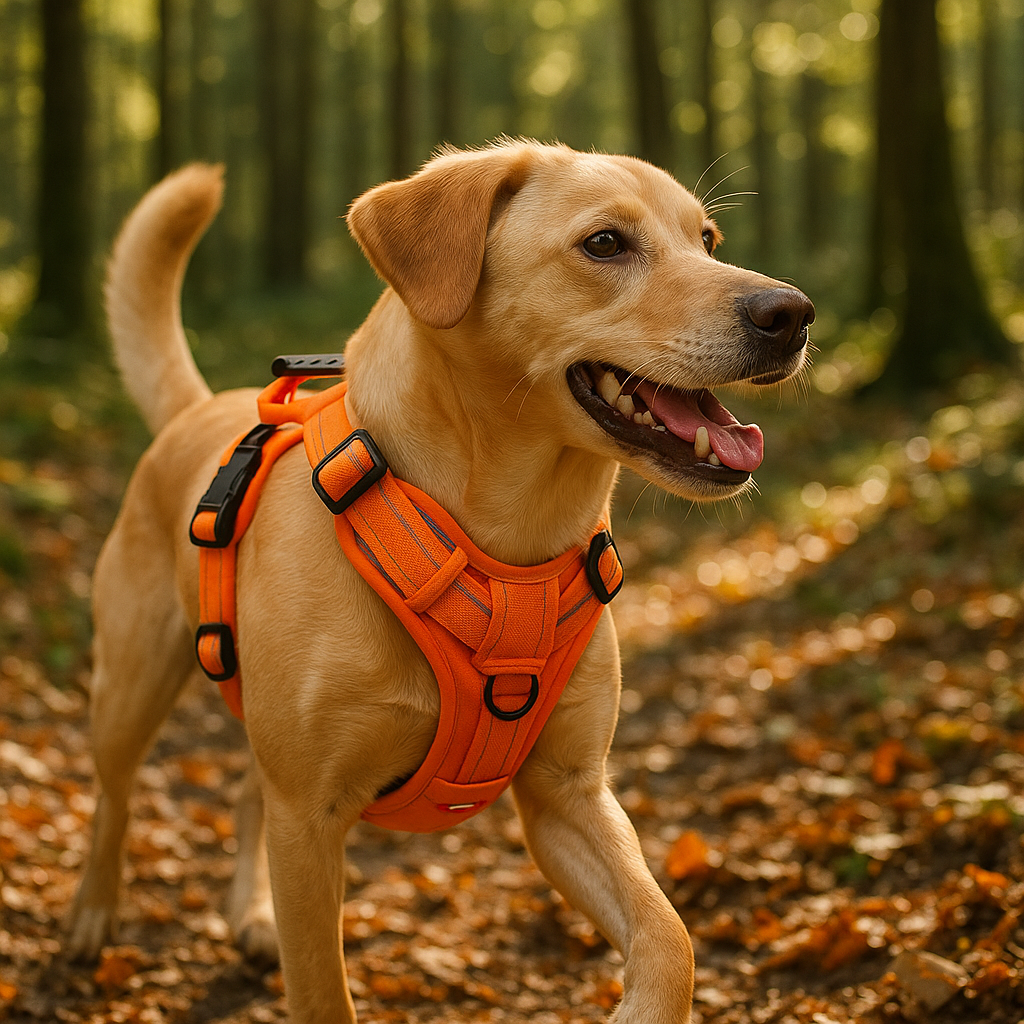 harnais chien antitraction orange