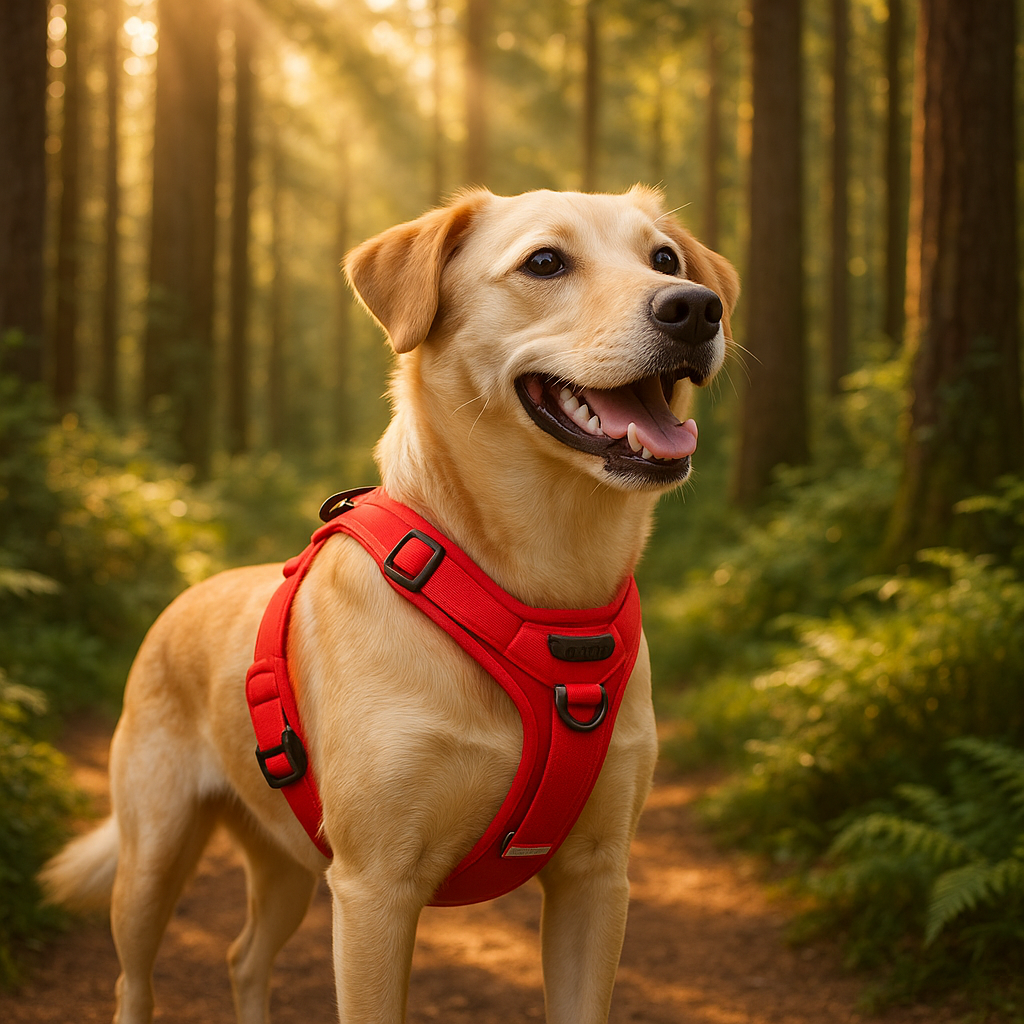 harnais chien antitraction rouge